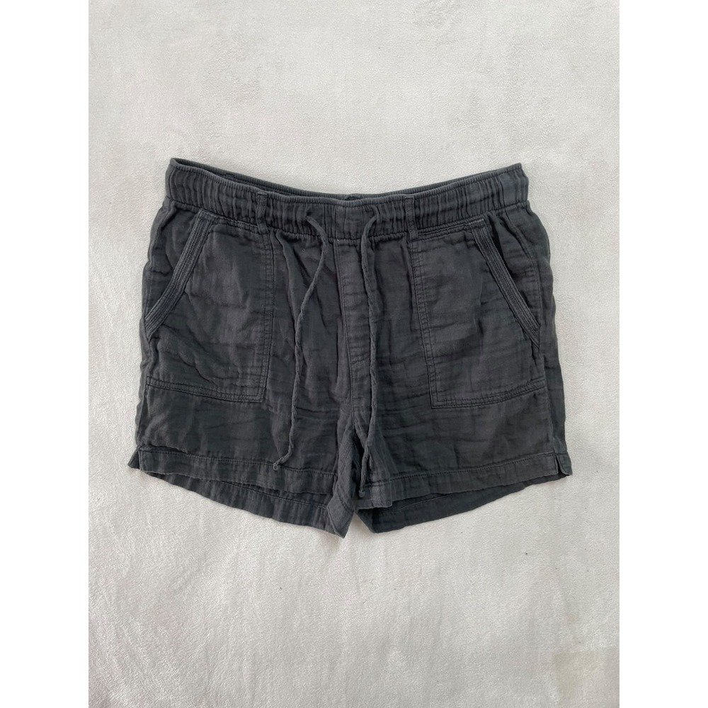 Old Navy Womens Gray Cotton Gauze Drawstring Shorts Size M Casual Beach Y2K